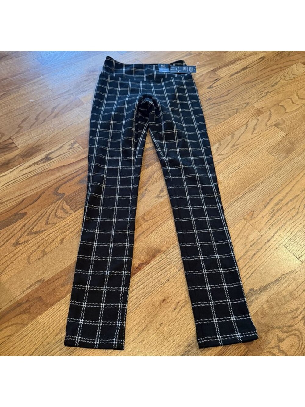 INC WOMENS BLACK WHITE PLAID LEGGING PANTS NEW XS